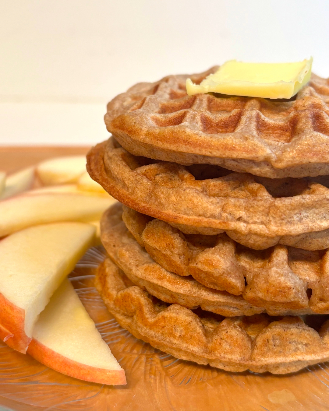 whole wheat cinnamon apple waffles