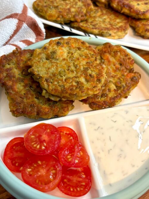 iron-rich veggie lentil fritters