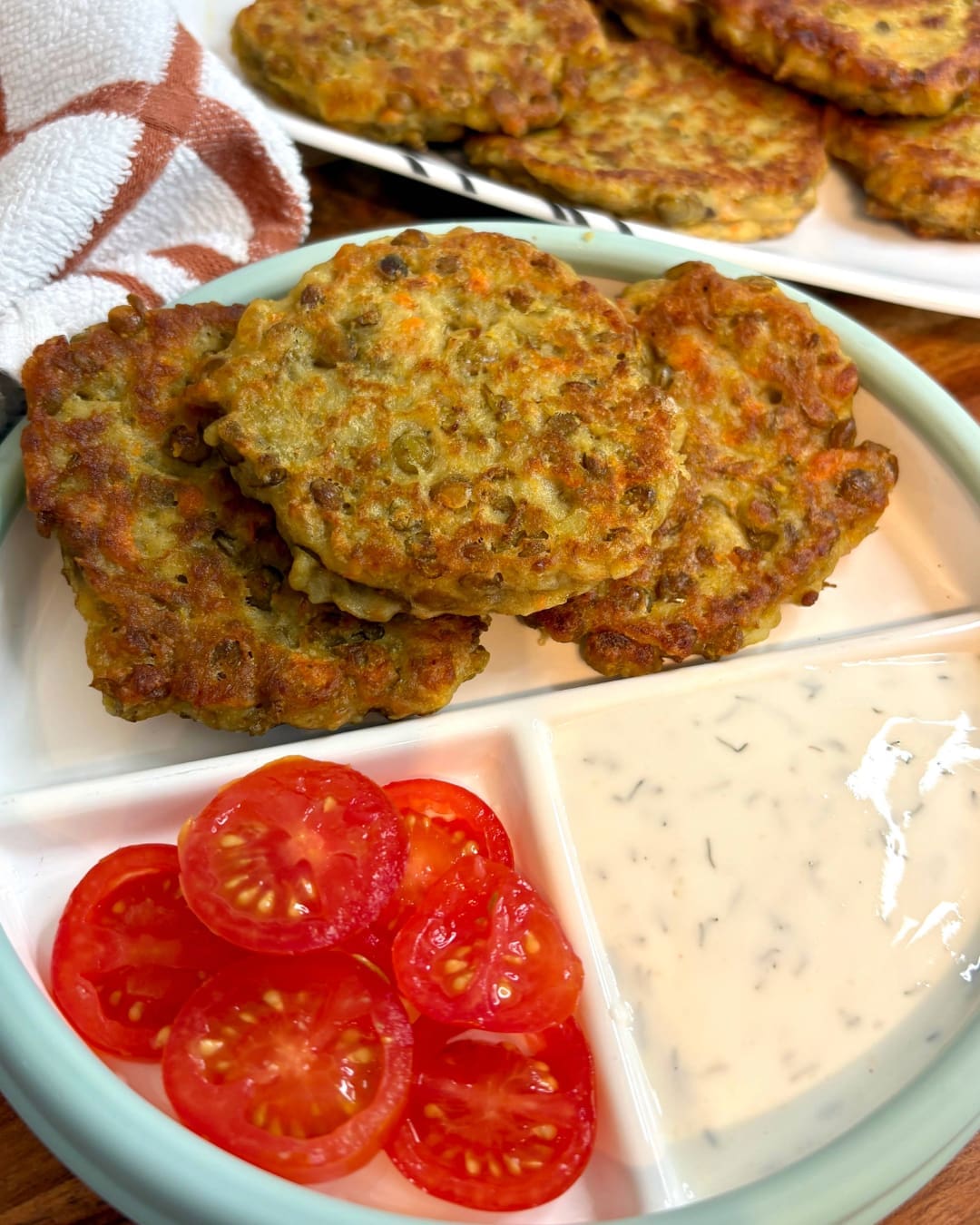 iron-rich veggie lentil fritters